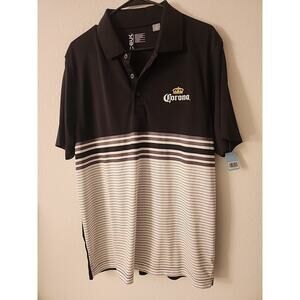 Corona Multicolor Golf Polo Black and Striped Mens dry fit short sleeve
